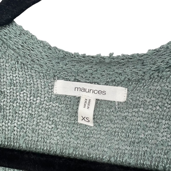 Maurices Green Open Knit Textured V Surplice Neck Sweater XS - Picture 8 of 11